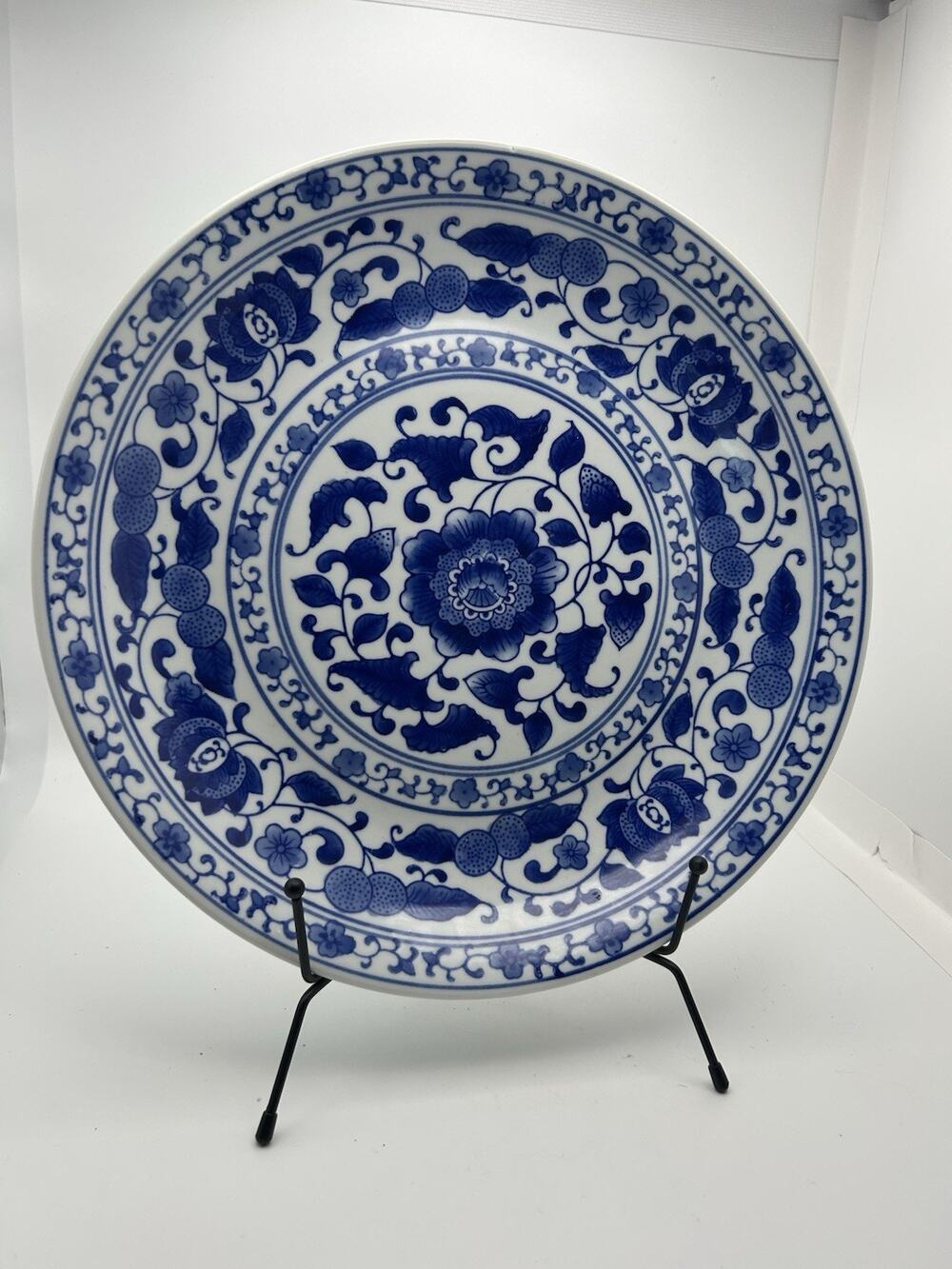 Blue Floral Charger. Inspired By The Ming Dynasty. Vintage